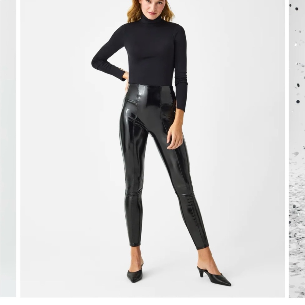 NWT Spanx Patent Leather Leggings Black